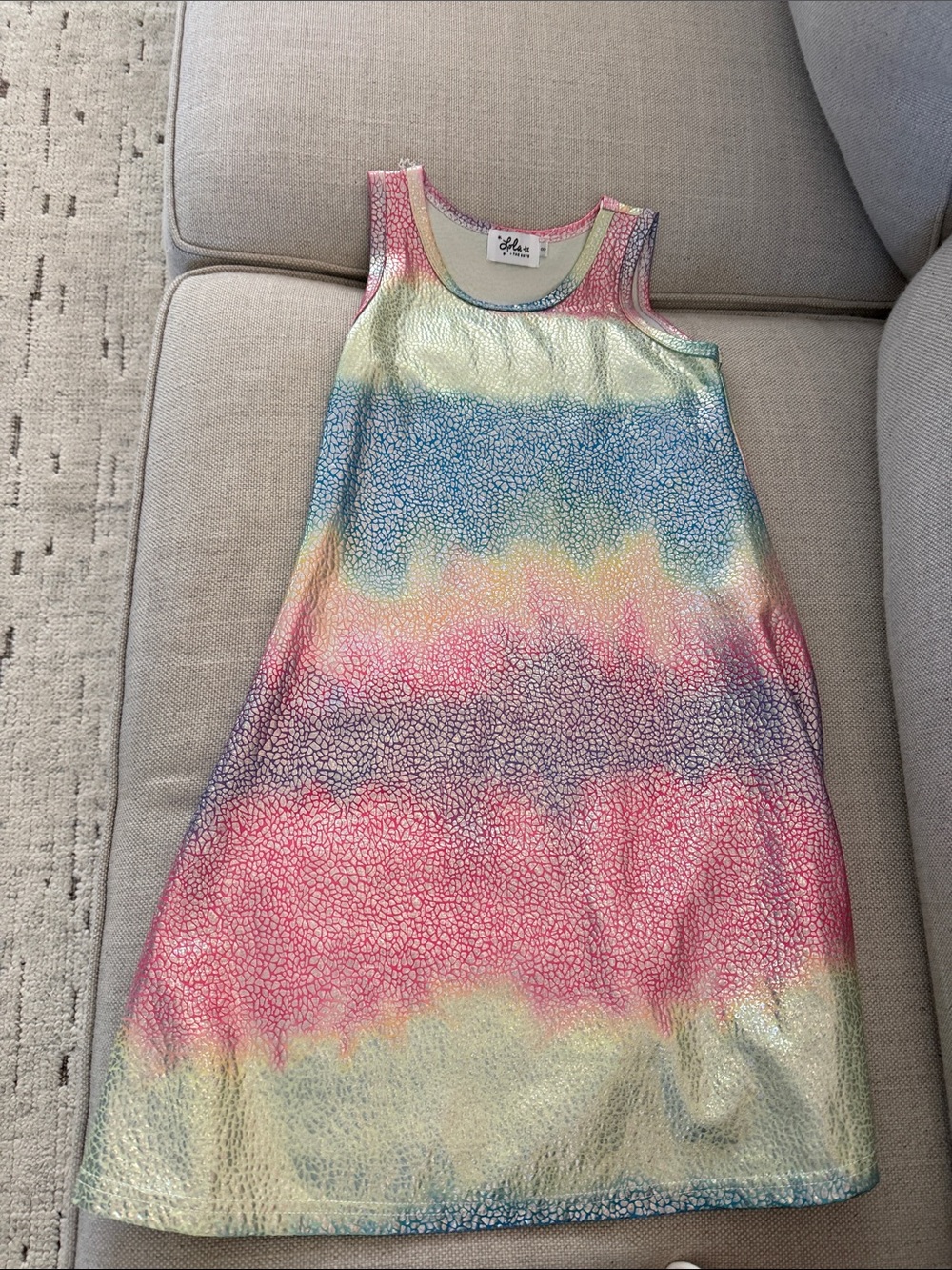 Lola and the Boys Sparkle Tie-Dye Metallic Tank Dress - Pastel Rainbow